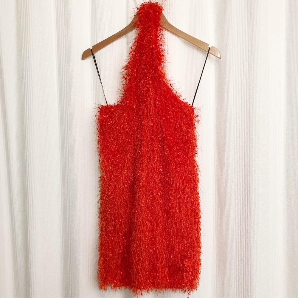 ✖️SOLD✖️ Zara orange fringe halter mini dress - Picture 5 of 8